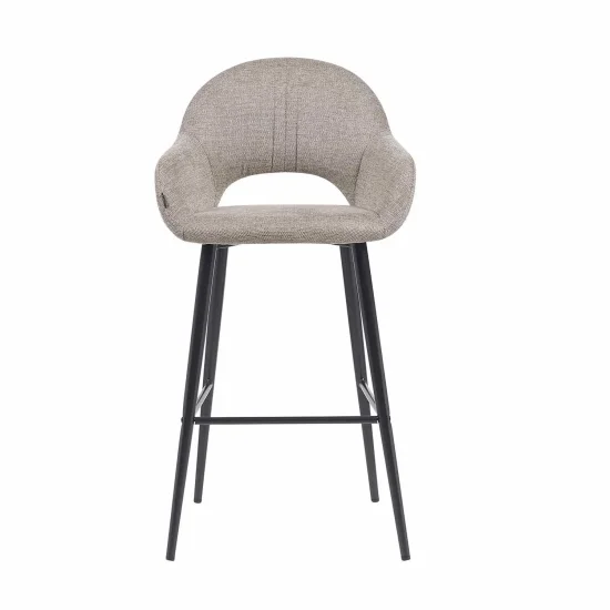 TABOURET TAPISSÉ SABLE PIEDS NOIRS ROWAN 2