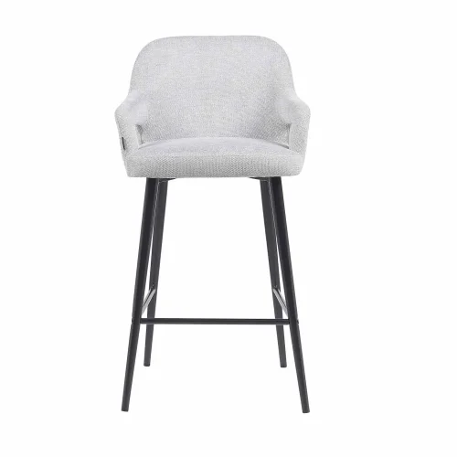 TABOURET TAPISSÉ GRIS CLAIR PIEDS NOIRS THORNE