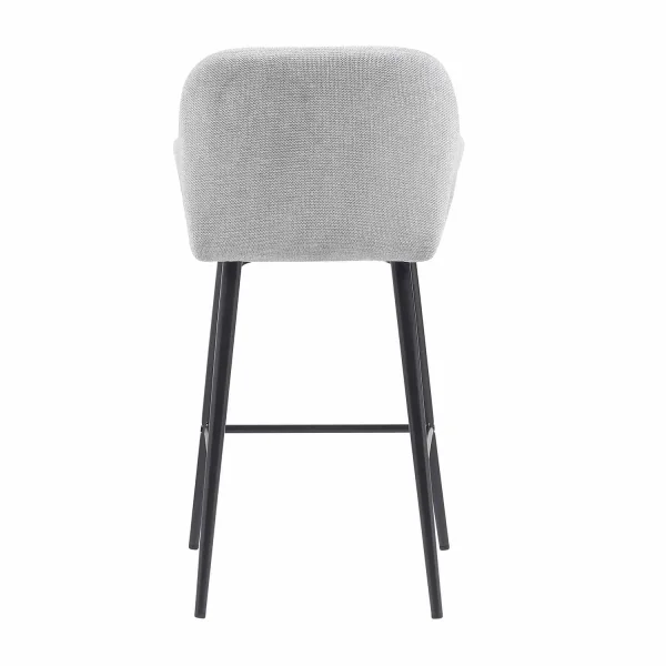 TABOURET TAPISSÉ GRIS CLAIR PIEDS NOIRS THORNE