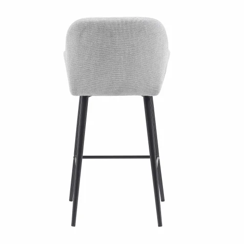 TABOURET TAPISSÉ GRIS CLAIR PIEDS NOIRS THORNE