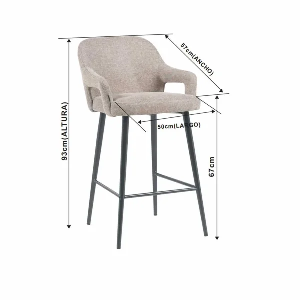 TABOURET TAPISSÉ GRIS CLAIR PIEDS NOIRS THORNE