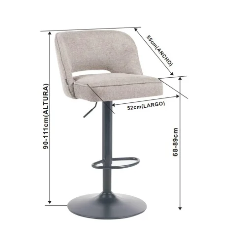 TABOURET HAUT TAPISSÉ GRIS FONCÉ LISBOA