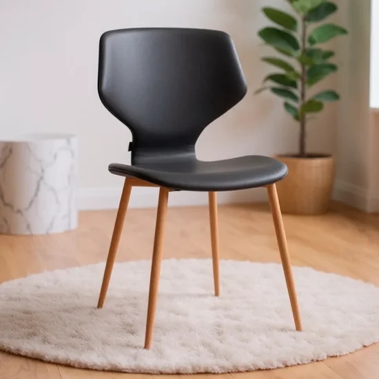 CHAISE UPPLAND PU GRIS MARENGO PIEDS COULEUR HÊTRE