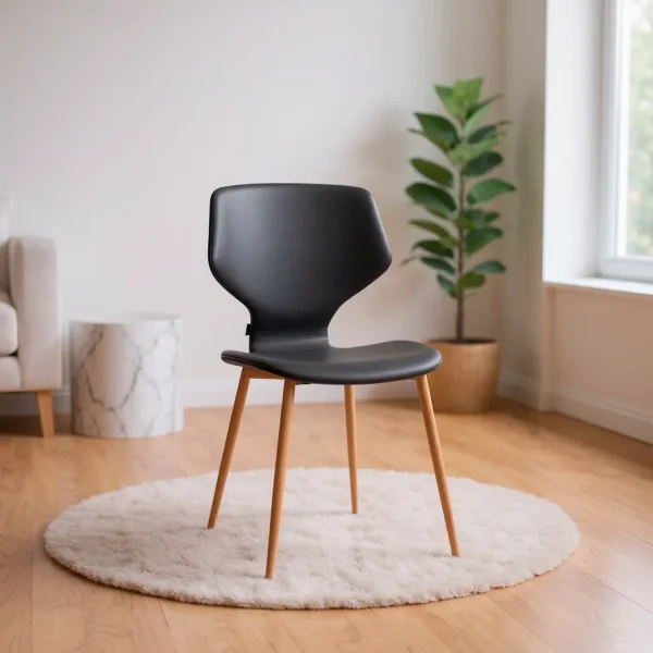 CHAISE UPPLAND PU GRIS MARENGO PIEDS COULEUR HÊTRE