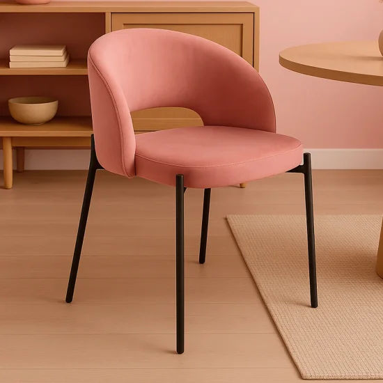 CHAISE TAPISSÉE VELOURS ROSE CLOTILDE