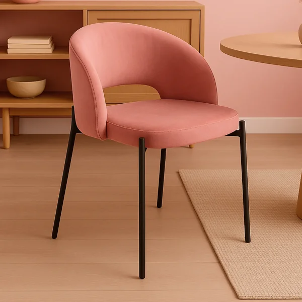 CHAISE TAPISSÉE VELOURS ROSE CLOTILDE CHAISE TAPISSÉE VELOURS ROSE CLOTILDE