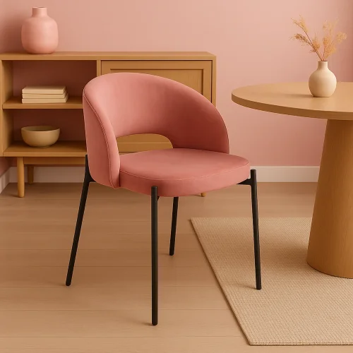 CHAISE TAPISSÉE VELOURS ROSE CLOTILDE CHAISE TAPISSÉE VELOURS ROSE CLOTILDE