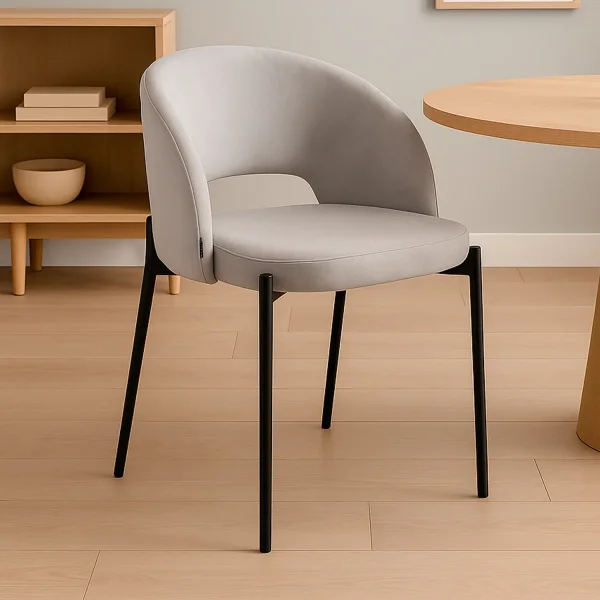 CHAISE TAPISSÉE VELOURS GRISE CLOTILDE CHAISE TAPISSÉE VELOURS GRISE CLOTILDE