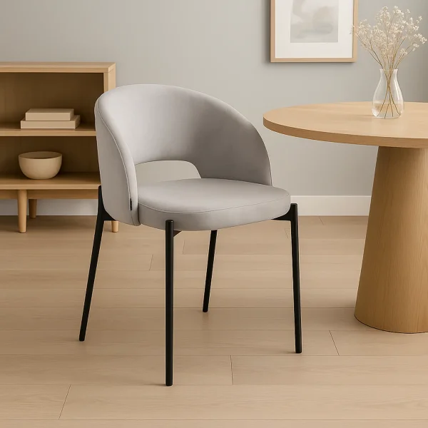 CHAISE TAPISSÉE VELOURS GRISE CLOTILDE CHAISE TAPISSÉE VELOURS GRISE CLOTILDE