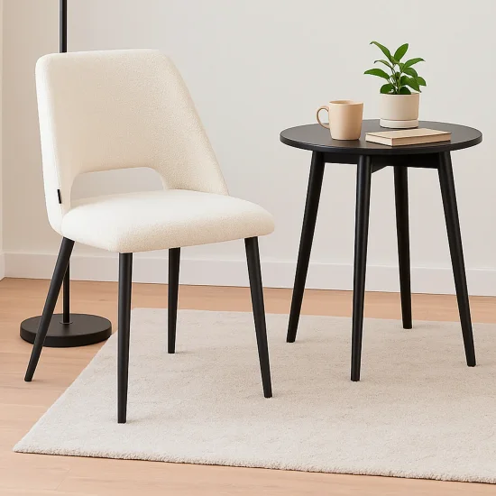CHAISE DE SALLE À MANGER TAPISSÉE BLANC EBONY
