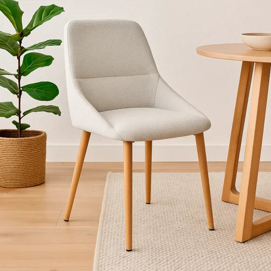 CHAISE DE SALLE À MANGER ADNEY TISSU SABLE PIEDS HÊTRE