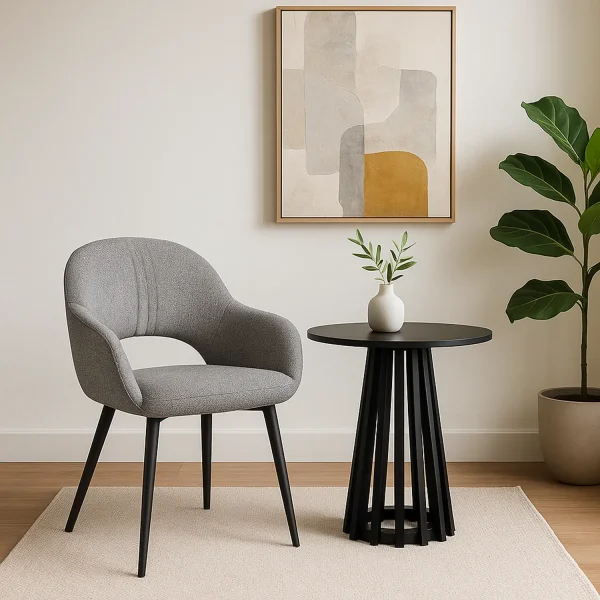 CHAISE TAPISSÉE GRISE PIEDS NOIRS ROWAN CHAISE TAPISSÉE GRISE PIEDS NOIRS ROWAN