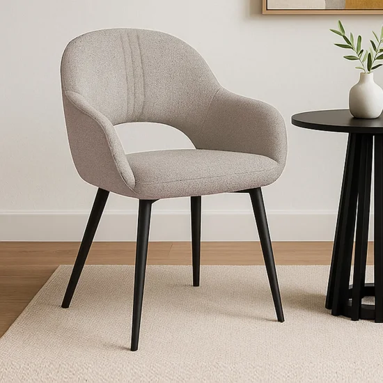 CHAISE TAPISSÉE BEIGE PIEDS NOIRS ROWAN