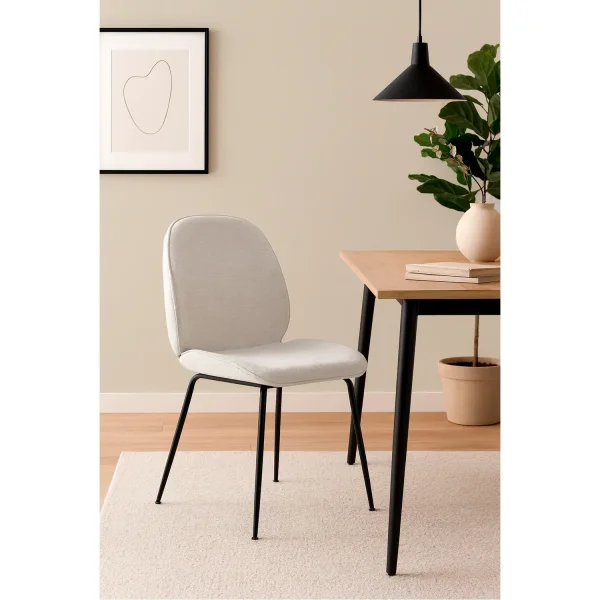 CHAISE ASHCROFT TISSU COULEUR SABLE AVEC PIEDS NOIRS