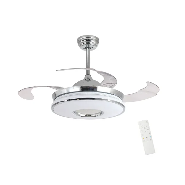 VENTILATEUR DE PLAFOND LED 32W 4 PALES RÉTRACTABLES WAKANA