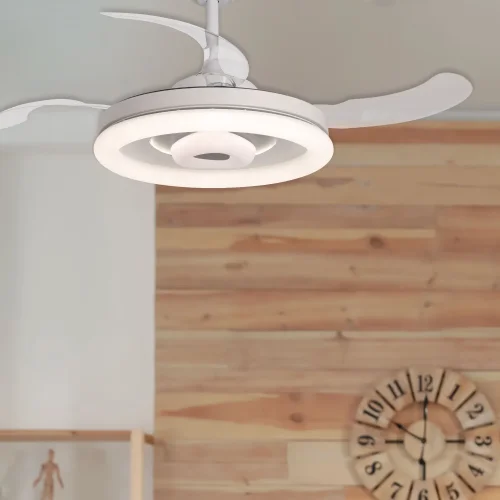VENTILATEUR DE PLAFOND LED 45W RÉGLABLE 4 PALES RÉTRACTABLES SILVESTRE