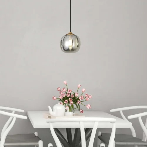 SUSPENSION 1 LUMIÈRE TULIPE FUMÉ Ø15CM G9 NICOLETTA