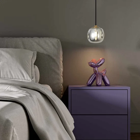 SUSPENSION 1 LUMIÈRE TULIPE FUMÉ Ø10CM G9 NICOLETTA