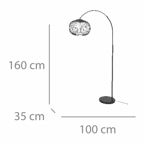 LAMPADAIRE ARQUÉ EN ACIER PEINT DORÉ E27 ARVEN
