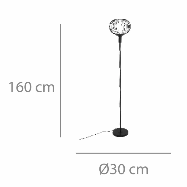 LAMPADAIRE 160 CM ACIER PEINT DORÉ E27 ARVEN