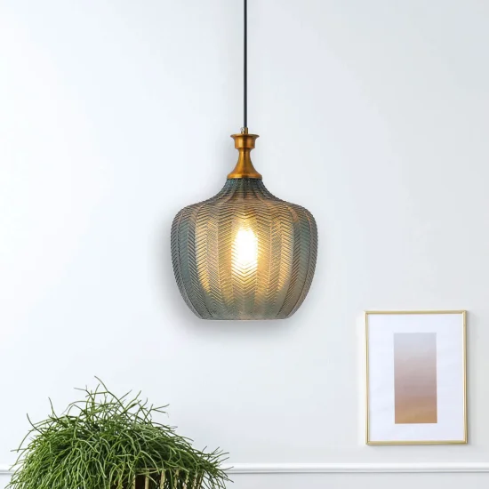 SUSPENSION EN VERRE AIGUE-MARINE Ø 26 CM ROGAN