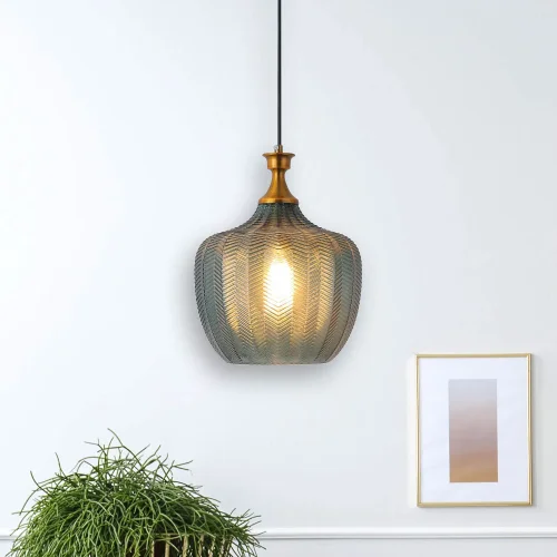 SUSPENSION EN VERRE AIGUE-MARINE Ø 26 CM ROGAN