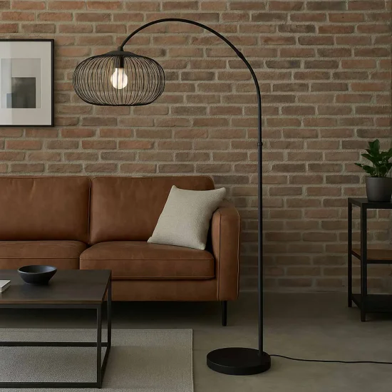 LAMPADAIRE ARQUÉ EN ACIER PEINT NOIR E27 ARVEN