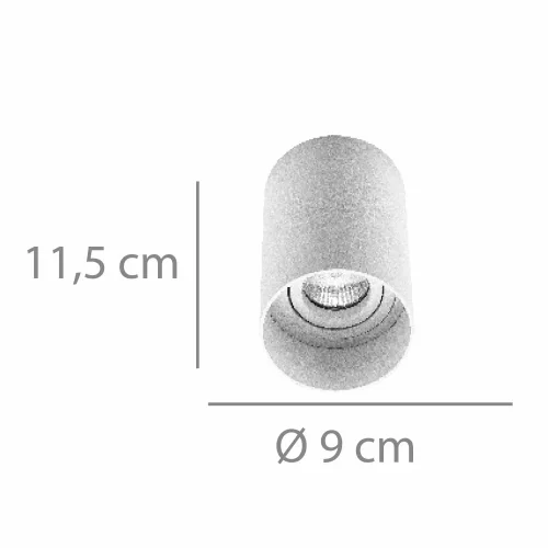 SPOT DE SURFACE CYLINDRIQUE GU10 ORIENTABLE Ø9CM BLANC