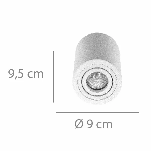 SPOT DE SURFACE CYLINDRIQUE GU10 ORIENTABLE Ø9 CM BLANC