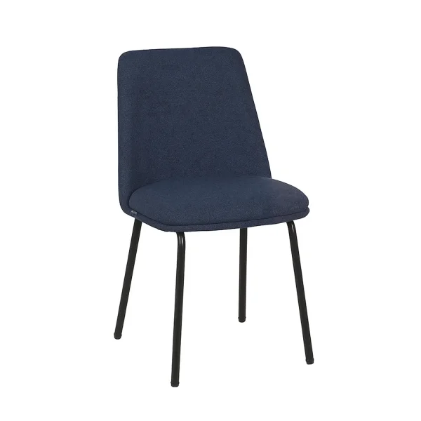 CHAISE DE SALLE À MANGER TAPISSÉE BLEUE PIEDS NOIRS LUSTRA