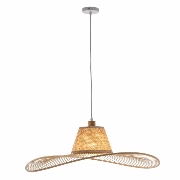 SUSPENSION EN BOIS ET FIBRES NATURELLES Ø80CM E27 SOLMAR