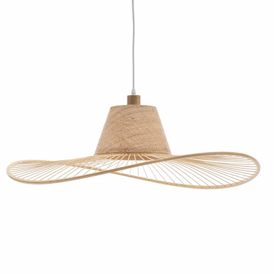 SUSPENSION EN BOIS ET FIBRES NATURELLES Ø80CM E27 SOLMAR 2