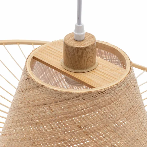 SUSPENSION EN BOIS ET FIBRES NATURELLES Ø80CM E27 SOLMAR