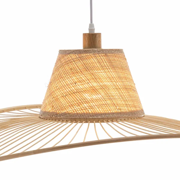 SUSPENSION EN BOIS ET FIBRES NATURELLES Ø80CM E27 SOLMAR