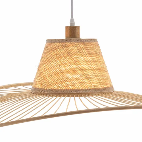 SUSPENSION EN BOIS ET FIBRES NATURELLES Ø80CM E27 SOLMAR