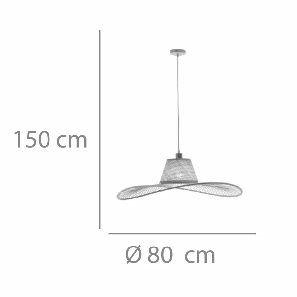 SUSPENSION EN BOIS ET FIBRES NATURELLES Ø80CM E27 SOLMAR