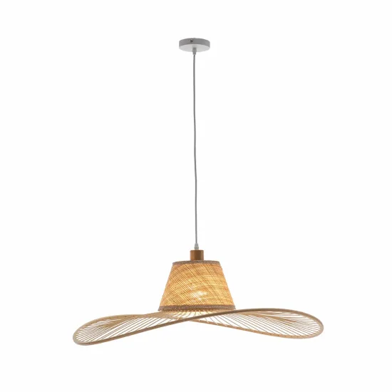 SUSPENSION EN BOIS ET FIBRES NATURELLES Ø60CM E27 TIKI 2