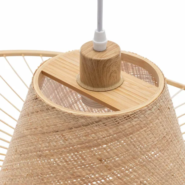 SUSPENSION EN BOIS ET FIBRES NATURELLES Ø60CM E27 TIKI