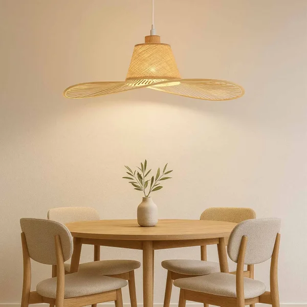 SUSPENSION EN BOIS ET FIBRES NATURELLES Ø60CM E27 TIKI