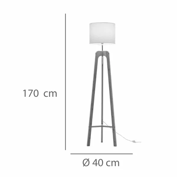 LAMPADAIRE EN BOIS ET TISSU Ø40CM E27 HAGEN