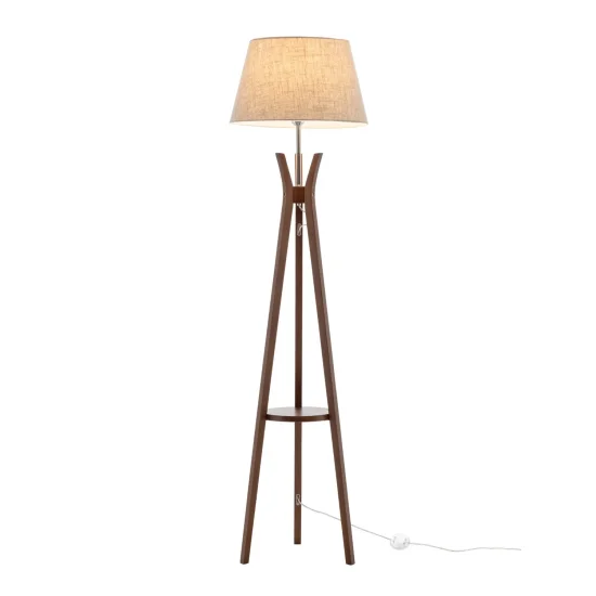 LAMPADAIRE EN BOIS D’ACAJOU ET TISSU Ø46CM E27 HAGEN 2