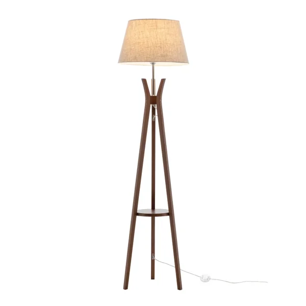 LAMPADAIRE EN BOIS D’ACAJOU ET TISSU Ø46CM E27 HAGEN