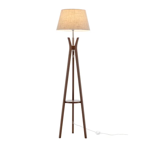 LAMPADAIRE EN BOIS D’ACAJOU ET TISSU Ø46CM E27 HAGEN