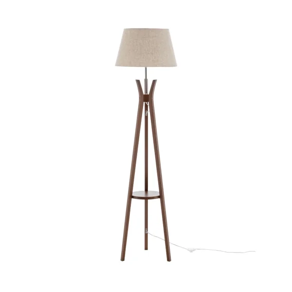 LAMPADAIRE EN BOIS D’ACAJOU ET TISSU Ø46CM E27 HAGEN