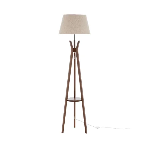 LAMPADAIRE EN BOIS D’ACAJOU ET TISSU Ø46CM E27 HAGEN