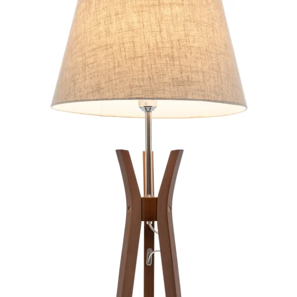 LAMPADAIRE EN BOIS D’ACAJOU ET TISSU Ø46CM E27 HAGEN