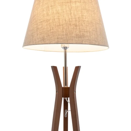 LAMPADAIRE EN BOIS D’ACAJOU ET TISSU Ø46CM E27 HAGEN
