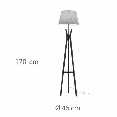 LAMPADAIRE EN BOIS D’ACAJOU ET TISSU Ø46CM E27 HAGEN