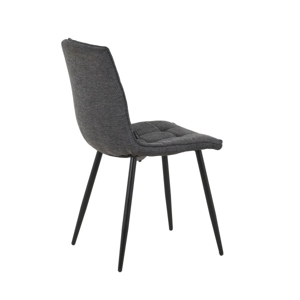 CHAISE DE SALLE À MANGER TAPISSÉE GRIS MARENGO PIEDS NOIRS TULUM