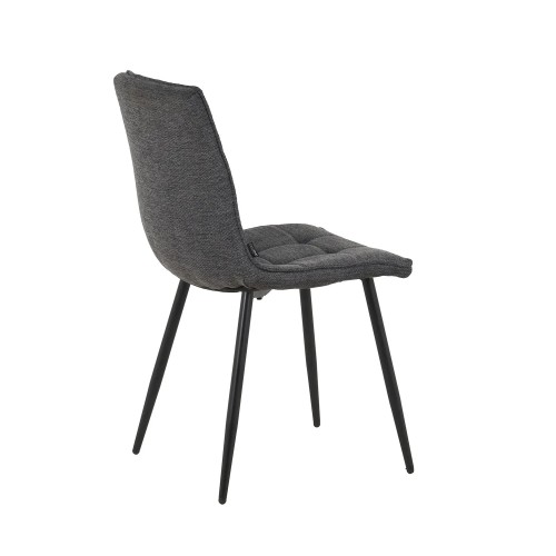 CHAISE DE SALLE À MANGER TAPISSÉE GRIS MARENGO PIEDS NOIRS TULUM